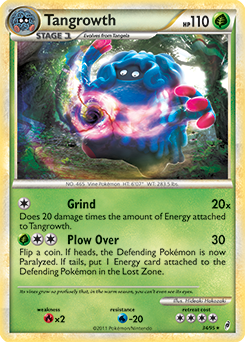 Rare Pokémon card Tangrowth 34/95 from Call of Legends expansion
