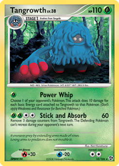 Rare holo Pokémon card Tangrowth 10/106 from Great Encounters expansion