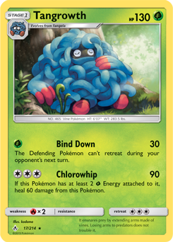Rare Pokémon card Tangrowth 17/214 from Unbroken Bonds expansion