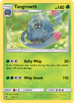 Rare Pokémon card Tangrowth 2/214 from Lost Thunder expansion