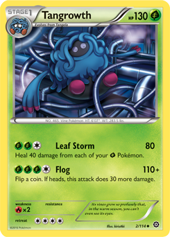 Uncommon Pokémon card Tangrowth 2/114 from Steam Siege expansion