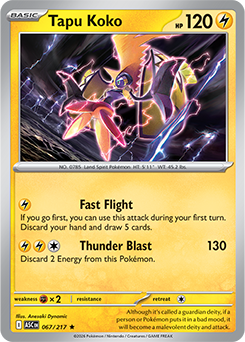 Tapu Koko 67/217 Pokémon card from Ascended Heroes for sale at best price