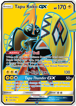 Tapu Koko GX 135/145 Pokémon card from Guardians Rising for sale at best price