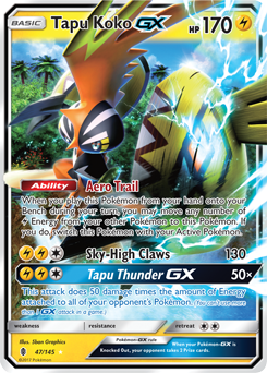 Tapu Koko GX 47/145 Pokémon card from Guardians Rising for sale at best price