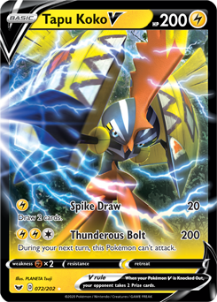 Tapu Koko V 72/202 Pokémon card from Sword & Shield for sale at best price