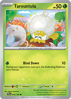 Common Pokémon card Tarountula 016/193 from Paldea Evolved expansion