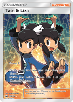 Full Art Trainer Pokémon card Tate Liza 166/168 from Celestial Storm expansion