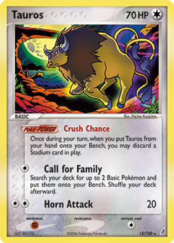 Tauros 12/100 Pokémon card from Ex Crystal Guardians for sale at best price