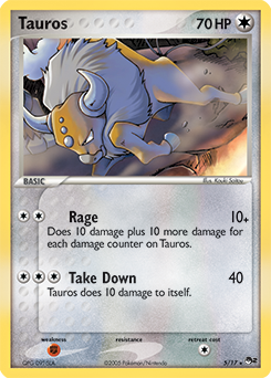 Rare Pokémon card Tauros 5/17 from POP 2 expansion