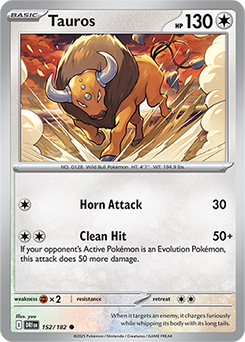 Common Pokémon card Tauros 152/182 from Destined Rivals expansion