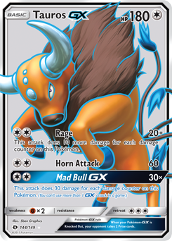 Tauros GX 144/149 Pokémon card from Sun & Moon for sale at best price