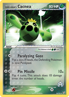 Uncommon Pokémon card Team Aqua's Cacnea 24/95 from Ex Team Magma vs Team Aqua expansion