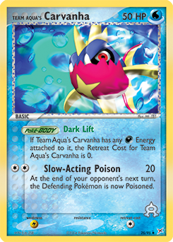 Team Aqua's Carvanha 25/95 Pokémon card from Ex Team Magma vs Team Aqua for sale at best price