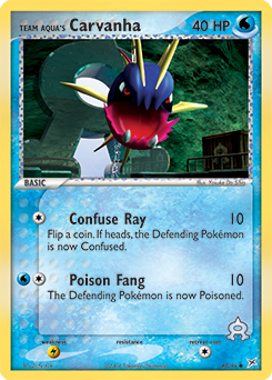 Common Pokémon card Team Aqua's Carvanha 47/95 from Ex Team Magma vs Team Aqua expansion