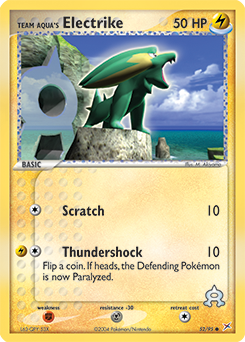 Common Pokémon card Team Aqua's Electrike 52/95 from Ex Team Magma vs Team Aqua expansion