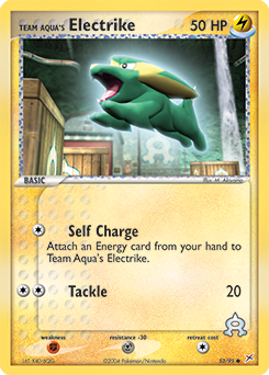 Common Pokémon card Team Aqua's Electrike 53/95 from Ex Team Magma vs Team Aqua expansion