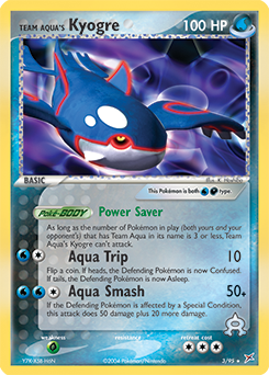 Rare Holo Pokémon card Team Aqua's Kyogre 3/95 from Ex Team Magma vs Team Aqua expansion