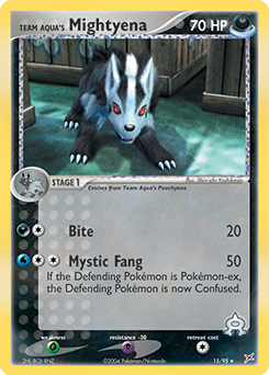 Rare Pokémon card Team Aqua's Mightyena 15/95 from Ex Team Magma vs Team Aqua expansion