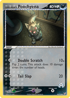 Common Pokémon card Team Aqua's Poochyena 54/95 from Ex Team Magma vs Team Aqua expansion