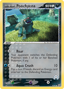 Common Pokémon card Team Aqua's Poochyena 55/95 from Ex Team Magma vs Team Aqua expansion