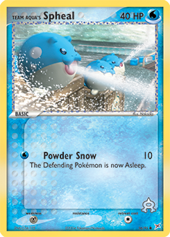 Common Pokémon card Team Aqua's Spheal 56/95 from Ex Team Magma vs Team Aqua expansion