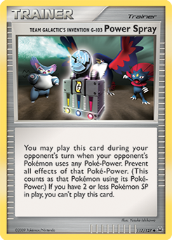 Uncommon Pokémon card Team Galactic's Invention G-103 Power Spray 117/127 from Platinuim expansion