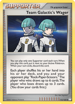 Uncommon Pokémon card Team Galactic's Wager 115/123 from Mysterious Treasures expansion