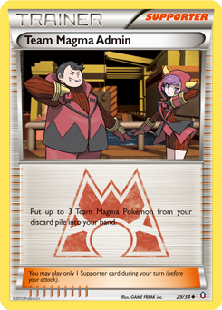 Uncommon Pokémon card Team Magma Admin 29/34 from Double Crisis expansion