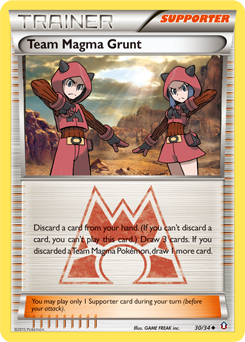Uncommon Pokémon card Team Magma Grunt 30/34 from Double Crisis expansion