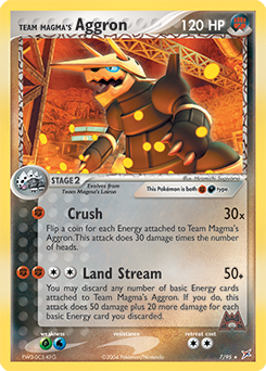 Rare Holo Pokémon card Team Magma's Aggron 7/95 from Ex Team Magma vs Team Aqua expansion