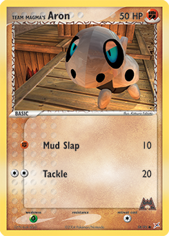 Common Pokémon card Team Magma's Aron 58/95 from Ex Team Magma vs Team Aqua expansion