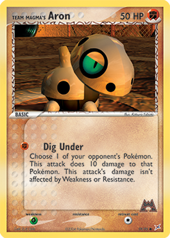 Common Pokémon card Team Magma's Aron 59/95 from Ex Team Magma vs Team Aqua expansion