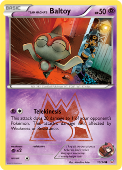 Common Pokémon card Team Magma's Baltoy 10/34 from Double Crisis expansion