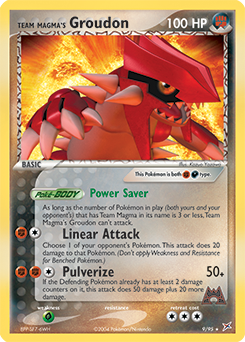 Rare Holo Pokémon card Team Magma's Groudon 9/95 from Ex Team Magma vs Team Aqua expansion