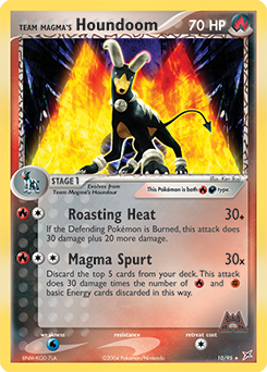 Rare Holo Pokémon card Team Magma's Houndoom 10/95 from Ex Team Magma vs Team Aqua expansion