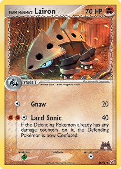 Uncommon Pokémon card Team Magma's Lairon 36/95 from Ex Team Magma vs Team Aqua expansion