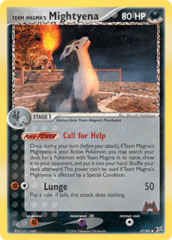 Uncommon Pokémon card Team Magma's Mightyena 37/95 from Ex Team Magma vs Team Aqua expansion