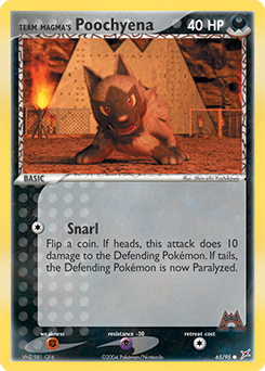 Team Magma's Poochyena 65/95 Pokémon card from Ex Team Magma vs Team Aqua for sale at best price