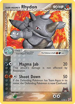 Rare Holo Pokémon card Team Magma's Rhydon 11/95 from Ex Team Magma vs Team Aqua expansion