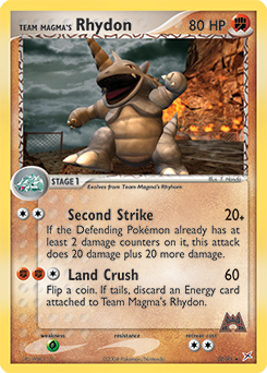 Rare Pokémon card Team Magma's Rhydon 22/95 from Ex Team Magma vs Team Aqua expansion