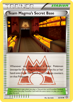 Uncommon Pokémon card Team Magma's Secret Base 32/34 from Double Crisis expansion
