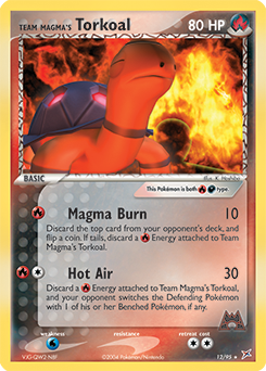 Rare Holo Pokémon card Team Magma's Torkoal 12/95 from Ex Team Magma vs Team Aqua expansion