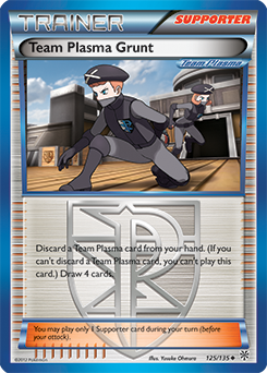 Uncommon Pokémon card Team Plasma Grunt 125/135 from Plasma Storm expansion