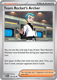 Uncommon Pokémon card Team Rocket's Archer 170/182 from Destined Rivals expansion