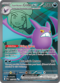 Ultra rare Pokémon card Team Rocket's Crobat ex 217/182 from Destined Rivals expansion