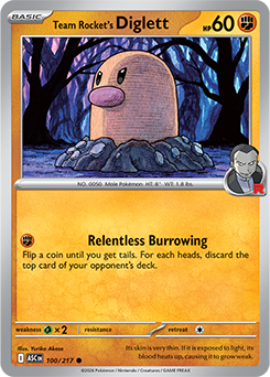 Carte Pokémon Communes Taupiqueur de la Team Rocket 100/217 de la série Héros Transcendants
