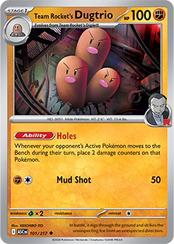 Carte Pokémon Peu commune Triopikeur de la Team Rocket 101/217 de la série Héros Transcendants