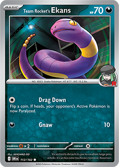 Common Pokémon card Team Rocket's Ekans 112/182 from Destined Rivals expansion