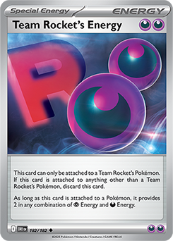 Uncommon Pokémon card Team Rocket's Energy 182/182 from Destined Rivals expansion