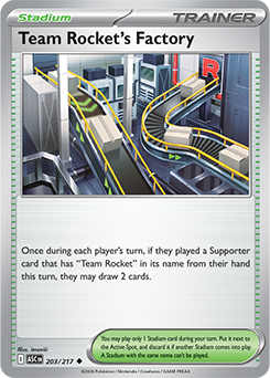 Carte Pokémon Peu commune Usine de la Team Rocket 203/217 de la série Héros Transcendants